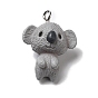 Pendentifs animaux en résine opaque, breloques koala avec boucles en fer plaqué platine