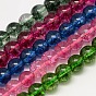 Natural Crackle Quartz Beads Strands, Dyed, Round