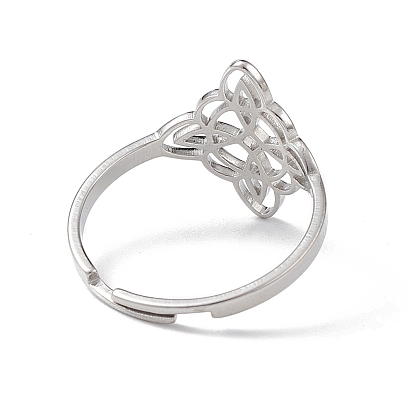 Nudo marinero 304 anillo ajustable hueco de acero inoxidable para mujer