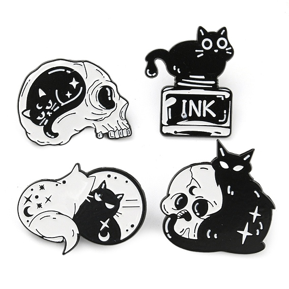 Эмалированные булавки с мультяшными котами, Значок из черного цинкового сплава