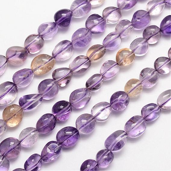 Natural Ametrine Bead Strands, Tumbled Stone, Nuggets, 3~14x3~14mm, Hole: 1mm, about 15.35 inch