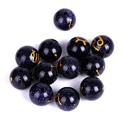 Synthetische blaue Goldstein-Perlen mit geschnitzten Sternbildern, runde Perlen