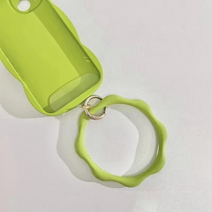 Lanière de téléphone à boucle en silicone, lanière de poignet avec porte-clés en plastique et alliage plaqué or