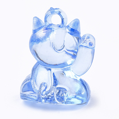 Transparent Acrylic Kitten Pendants, Maneki Neko/Beckoning Cat Shape