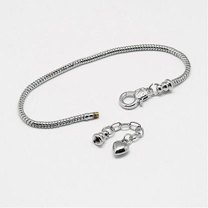 Laiton bracelet de style européen faisant, avec chaîne d'extension de fer