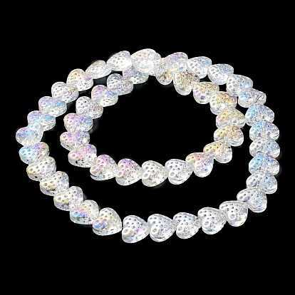 Electroplate Transparent Glass Beads Strands, AB Color Plated, Heart