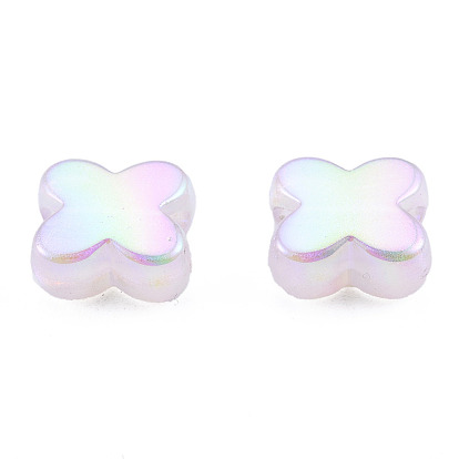 Perles acryliques placage irisé arc-en-ciel, perles de paillettes, fleur