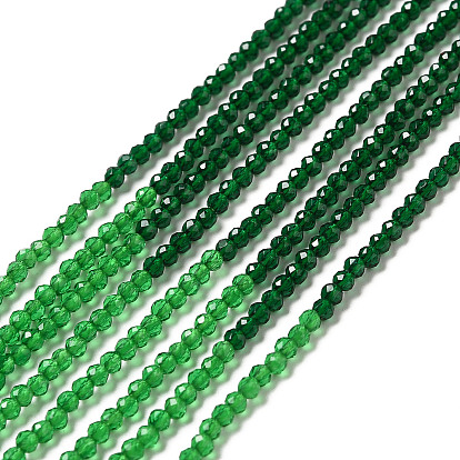 2 Colors Transparent Glass Beads Strands, Segmented Multi-color Beads, Faceted, Round