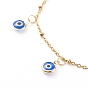 Evil Eye Lampwork Charm Anklets, with 304 Stainless Steel Satellite Chains, Golden