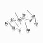 304 Stainless Steel Post Stud Earring Settings For Half Drilled Beads