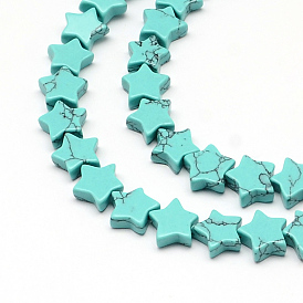 Teints turquoise synthétique brins de perles, 11x11.5x4~5mm, Trou: 1mm, Environ 20 pcs/chapelet, 7.87 pouce