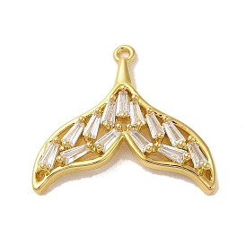 Brass Cubic Zirconia Pendents, Long-Lasting Plated, Fishtail
