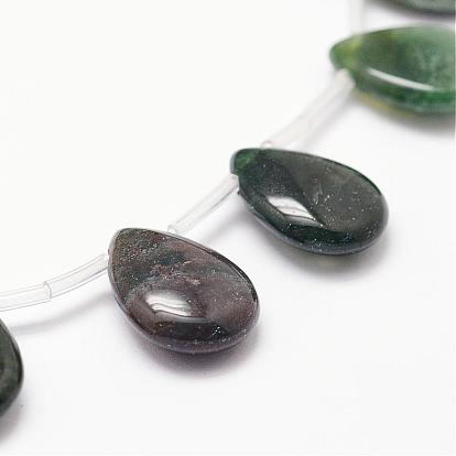 Natural Indian Agate Beads Strands, Top Drilled Beads, Flat Teardrop