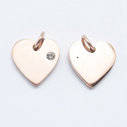 316 Surgical Stainless Steel Pendants, with Cubic Zirconia, Heart