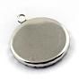 304 Stainless Steel Pendant Cabochon Open Back Settings, Serrated Edge Bezel Cups, Flat Round
