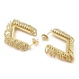 Brass Rhombus with Rings Stud Earrings, Half Hoop Earrings