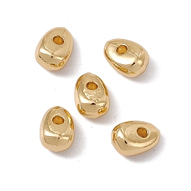 Rack Plating Brass Beads, Long-Lasting Plated, Cadmium Free & Nickel Free & Lead Free, Oval