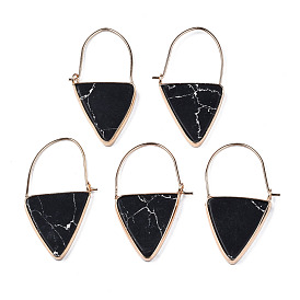 Créoles pendantes triangle en pierres naturelles et synthétiques mélangées, boucles d'oreilles pendantes en laiton pour femmes, or et de lumière