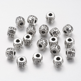 Tibetan Style Spacer Beads, Cadmium Free & Lead Free, Barrel, 6mm in diameter, 5mm thick, hole: 2.5mm