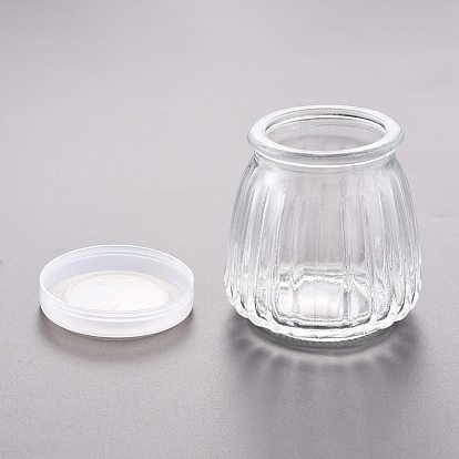 Glass Jar Bead Containers, with Plastic Stopper