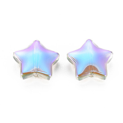 Galvanoplastie perles de verre transparentes, demi-plaqué, étoiles