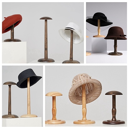 Wooden Dome Shaped Stem Hat Rack, for Wig, Hat Holder Display Stand