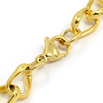 Fashionable 304 Stainless Steel Side Twisted Chain Bracelets, with Lobster Claw Clasps, 8-1/4 inch (210mm), 8mm
