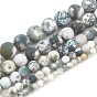 Natural Tree Agate Beads Strands, Frosted, Round