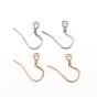 304 Stainless Steel French Earring Hooks, with Horizontal Loop, Flat Earring Hooks