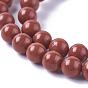 Rouge naturel perles de jaspe brins, ronde, Grade a