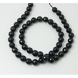 Tourmaline naturelle des perles brins, facette, ronde, noir