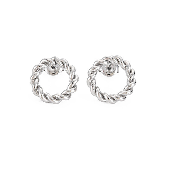 304 Stainless Steel Twist Rope Ring Stud Earrings for Woman