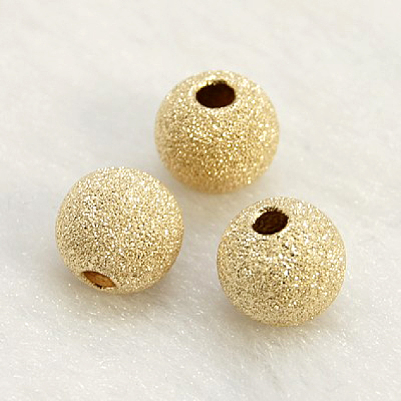 Perlas texturadas rellenas de oro amarillo, 1/20 14 k lleno de oro, sin cadmio y níque y plomo, rondo