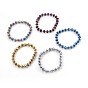 Electroplate Glass Stretch Bracelets, with Brass Spacer Beads, Round