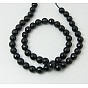Natural Tourmaline Beads Strands, Faceted, Round, Black