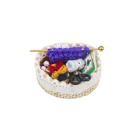 Miniature Wood Crochet Tool Kits Display Decorations, for Dollhouse