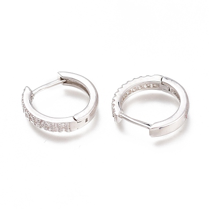 Серьги-кольца из латуни с микропаве из прозрачного кубического циркония, долговечный, кольцо