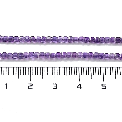 Natural Amethyst Beads Strands, Faceted, Square, Grade A