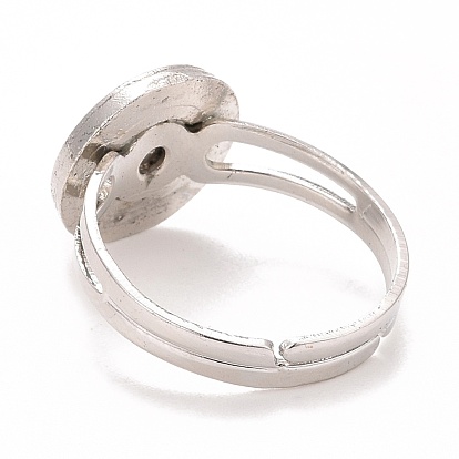 Humeur anneau, plat rond avec anneau réglable époxy signe de paix, changement de température couleur émotion sentiment alliage bijoux pour femmes, platine