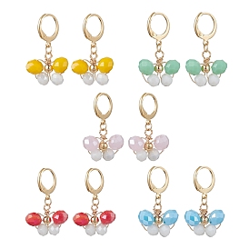 7 Pairs 7 Colors Alloy Dangle Leverback Earrings, Butterfly Glass Drop Earrings