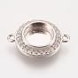 Brass Micro Pave Cubic Zirconia Links, Cabochon Connector Settings, Plain Edge Bezel Cups
