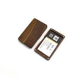 Boîte à cartes de visite en bois de noyer, boîte de rangement organisateur de cartes, avec fermeture magnétique, rectangle