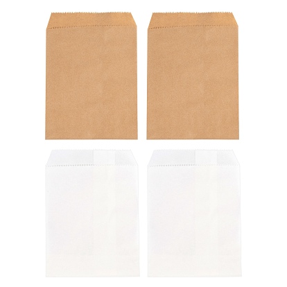 100 pcs 2 couleurs sacs en papier kraft blanc et marron, pas de poignées, sacs de stockage de nourriture