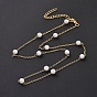Vacuum Plating 304 Stainless Steel Beaded Necklaces, with Plastic Imitation Pearl Beads and Curb Chains