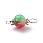 Spray Painted Resin Connector Charms, with Iron Loops, Two Tone, Red & Green, Round