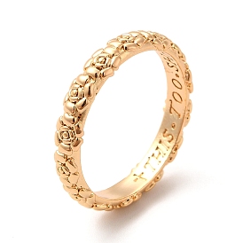 304 anillo de acero inoxidable, anillo de dedo con textura de rosa