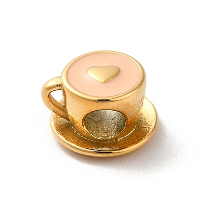 304 émail en acier inoxydable perles européennes, Perles avec un grand trou   , tasse à café