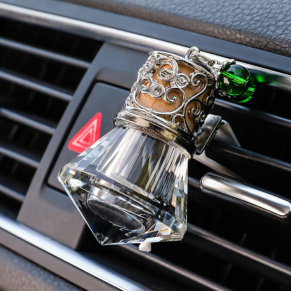 Glass Empty Refillable Perfume Bottles Car Air Vent Clips, Cute Automotive Interior Trim