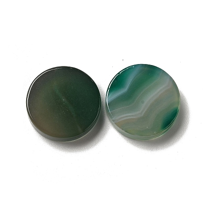 Natural Green Onyx Agate Cabochons, Dyed & Heated, Flat Round