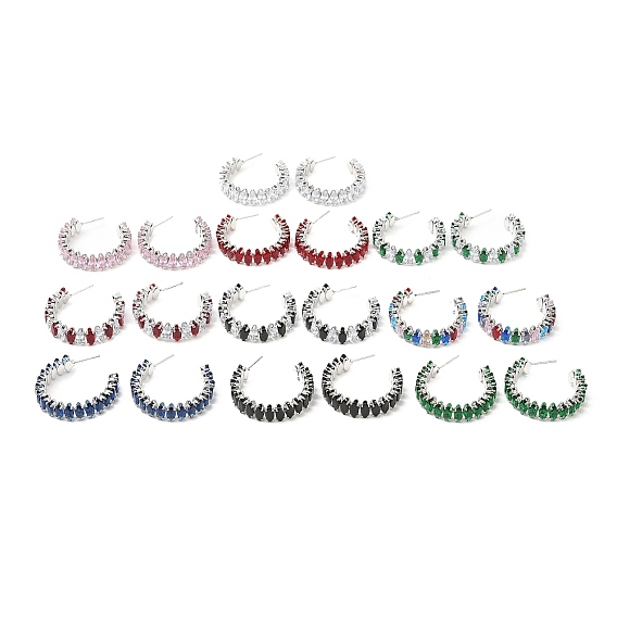 Круглые серьги-гвоздики с кубическим цирконием, серьги-кольца из платины и латуни для женщин, без свинца и без кадмия